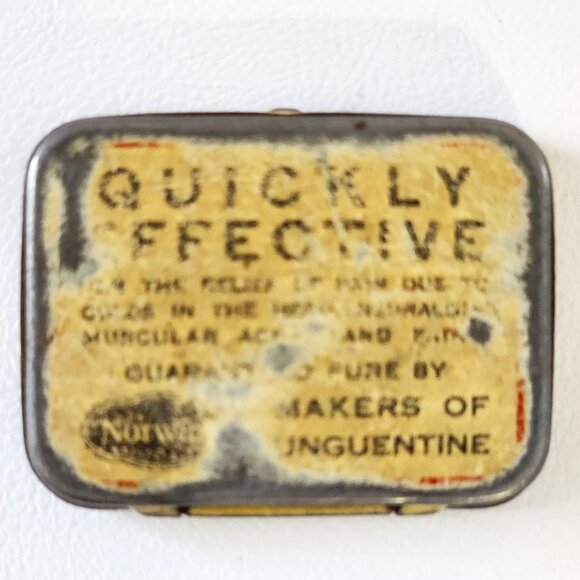 NORWICH Aspirin Tin Antique Pharmaceutical Pain Relief Advertisement Travel Tin - Picture 3 of 3